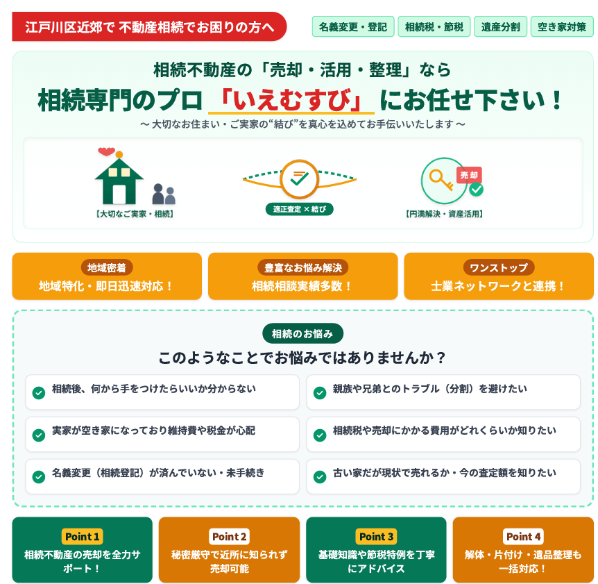 相続した不動産でお困りの方へ｜江戸川区の相続不動産相談・売却サポート